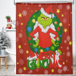 Inosoo Christmas Festival Fabric Shower Curtain, 72"x 72" Cloth Shower Curtain with Cute Sled and Santa Pattern, Blue